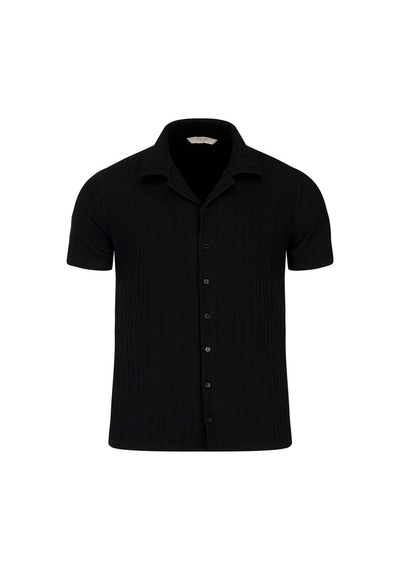 Hatemoğlu Siyah Regular Fit Apaş Yaka Gömlek