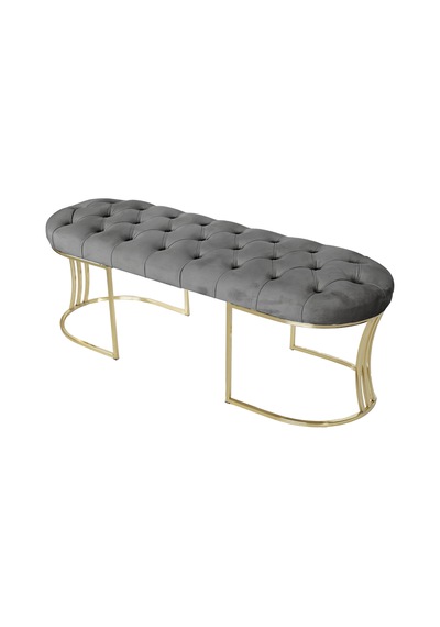 VİEGO GOLD GRİ-Kapitoneli Model Puf&Bench&Koltuk-Oturak-Uzun Makyaj Puff-Yatak Odası Ucu&Önü