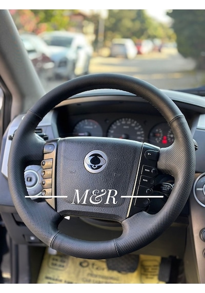Ssangyong  Kaplama Deri Direksiyon Kılıfı Siyah