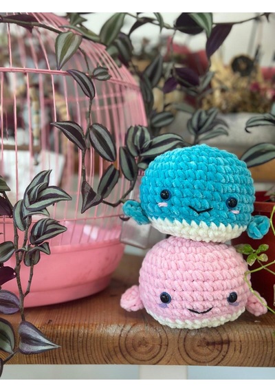 Amigurumi Kadife Pembe Yavru Balina Oyuncak