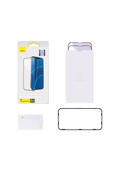 Baseus Apple Uyumlu   iPhone 13 Mini 0.3Mm Full Çerçeve Cam Ekran Koruyucu 2 Ad Siyah