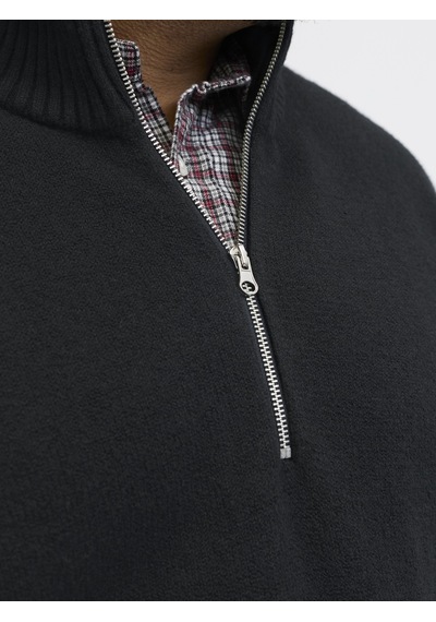 Jack & Jones Büyük Beden Nakis Detayli Loose Fit Triko Kazak - Norrebro - 12283385 Siyah