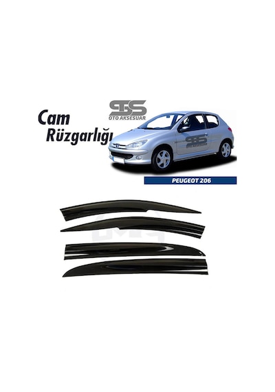 Cam Rüzgarlığı Peugeot 206 1998-2012 Arası Mügen Tip Piano Black