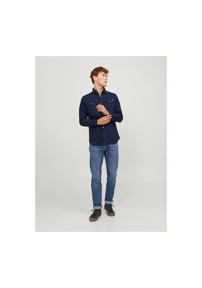Jack & Jones Jack&jones 12138115 Jjesherıdan Shırt L/s Dark Navy Erkek Gömlek Lacivert