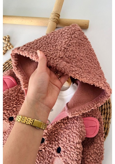 Minigimin Cicileri Kedi Figürlü Peluş Ceketli, Baskılı Tişörtlü Ve Fırfır Paçalı Kız Bebek 3 Lü Takım - Gül Kurusu Minigimin Cicileri Kedi Figürlü Peluş Ceketli, Baskılı Tişörtlü Ve Fırfır Paçalı Kız Bebek 3 Lü Takım - Gül Kurusu