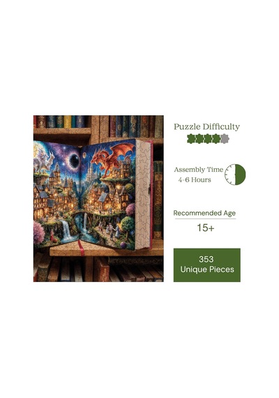 Ahşap Puzzle Yetişkin - Masal Kapısı - 353 Parça, 29 X 29 Cm - Yapıştırıcı Folyo Dahil - Benzersiz Şekilli Pa