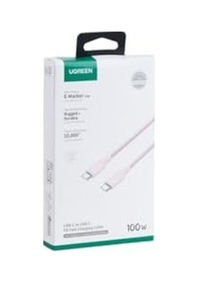 Usb-c 100w 5a Qc Pd Örgülü Hızlı Şarj Kablosu, 1 Metre, Pembe, 65251