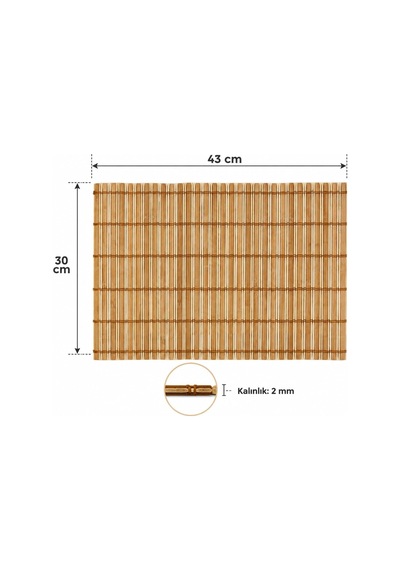 Bambu Amerikan Servis Sofra Altlığı Doğal Görünümlü Rulo Tasarım 43 X 30 Cm 2 Mm Kalınlık Masa Ve Yemek Sunum Altlığı Çok Renkli