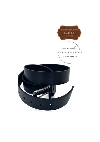 Sermoda 44 Mm Baskılı Kaliteli Suni Deri Erkek Kot Kemeri Siyah