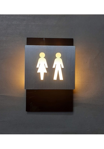 Kadın ve Erkek Ikonlu Işıklı Wc Yönlendirme Levhası