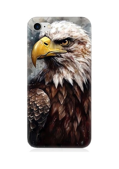 Apple Uyumlu iPhone 8 Silikon Kılıf Asil Beyaz Başlı Siyah Kartal