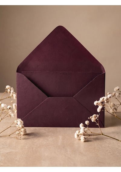 25 Adet 13x18 Cm Premium Kalite Davetiye Zarfı Bordo