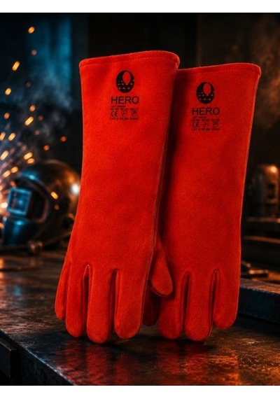 Hero Art Hr-e50 Kaynakçı Eldiveni Isıya Dayanıklı Kırmızı İş Güvenliği Eldiveni