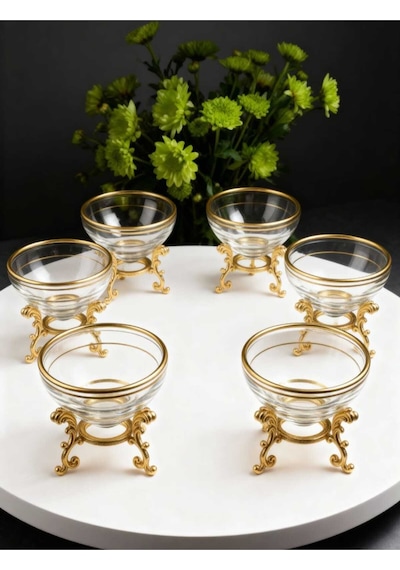 Çnr Home Collection 6 ' Lı Lüx Kahve Yani Mini Lokumluk Şekerlik Gold