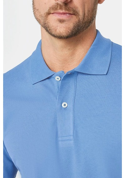 Tudors Erkek Slim Fit Dar Kesim Pamuk Mavi Polo Yaka Tişört-32724 Mavi