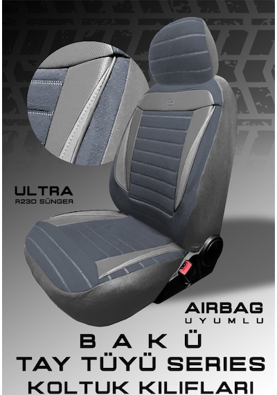Ford Fiesta Hachback Hb 2009-2012 Uyumlu Tegin Natura Serisi Raşel Füme Gri Koltuk Kılıfı