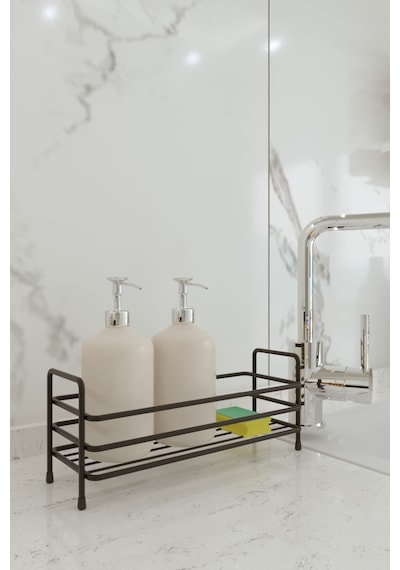 Eva Metal Tasarim Banyo Mutfak Organizer Düzenleyici Raf Kozmetik Takı Stand Baharatlık Dolap Içi, Tezgah Üstü Metal Siyah