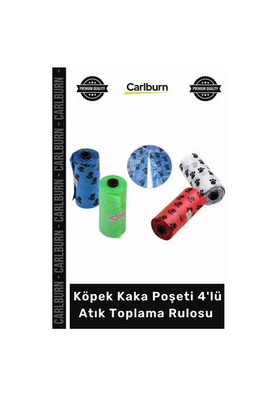 Petshop Dayanıklı Hijyenik Evcil Hayvan Atık Toplama Rulosu 60 Adet Köpek Kaka Poşeti 4'lü Set