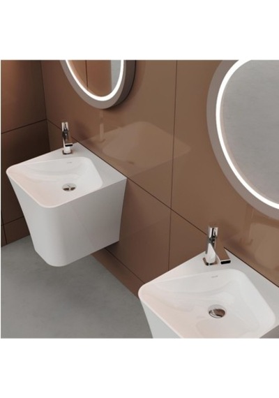 Delikli Monoblok Lavabo 45 Cm Beyaz Renk Modern Tasarım 508 Yeşil