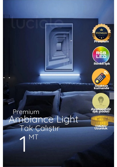 Çok Renkli Led Abajur Yapışkanlı 1 Metre Her Alana Uygun Uzaktan Kumandalı Cpink1