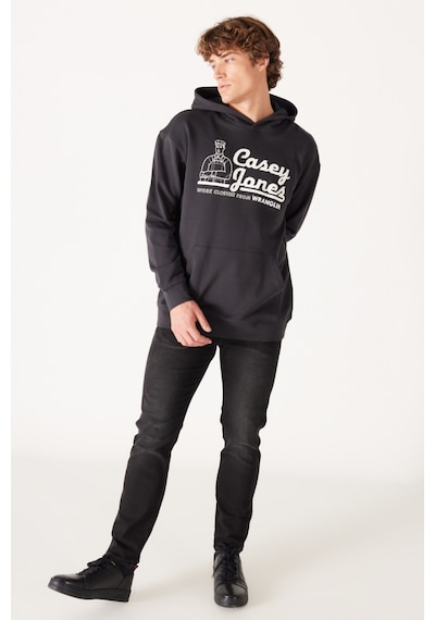 Wrangler Loose Fit Rahat Kesim Pamuk Siyah Erkek Kapüşonlu Sweatshirt W6H6I3XV6 Siyah