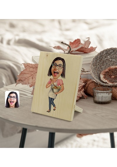 Kişiye Özel Ev Hanımı Anne Karikatürlü Dekoratif Ahşap Çerçeve Mo (539593049)