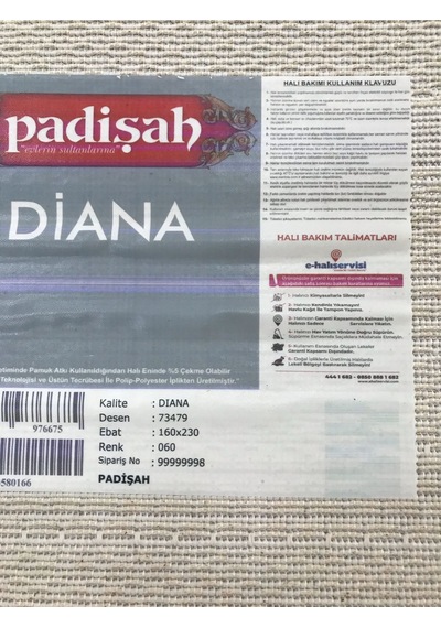 Padişah Halı Diana 73479 060 Serisi Salon Oturma Yatak Odası Halısı Krem