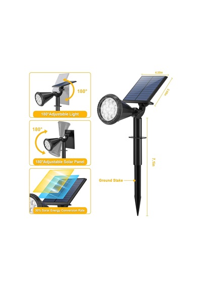 Forlife Yeşil 18 Led Spot Güneş Enerjili Bahçe Aydınlatma Lambası Diğer