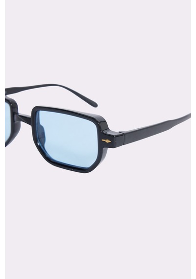 Unisex Geometrik Çerçeve Siyah Çerçeve Uv 400 Korumalı Güneş Gözlüğü-51568 Çok Renkli