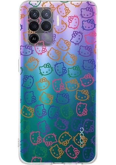 Oppo A94 Uyumlu Kamera Korumalı Hello Kitty Tasarımlı Şeffaf Silikon Kılıf Şeffaf