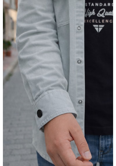 Pina Kids Erkek Çocuk Çıtçıtlı Gömlek Tişört Üst Takım Mint Yeşili