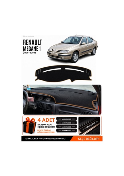 Renault Megane 1 1995-2003 Uyumlu Torpido Örtüsü, Torpido Kılıfı - Siyah Kahverengi