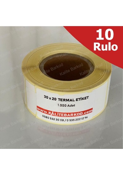 30X20 Termal Etiket 10 Rulo Barkod Etiket Kalite Barkod