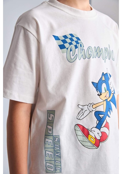 Defacto Sonıc The Hedgehog Lisanslı New Regular Fıt Bisiklet Yaka Kısa Kollu Ecru Tişört Erkek Çocuk H8433a826hser105 Ekru-er105