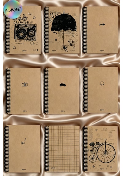Spiralli 80 Yaprak Çizgili Küçük Boy Sert Kapak Not Defteri Kraft Kağıt 14x19 Cm