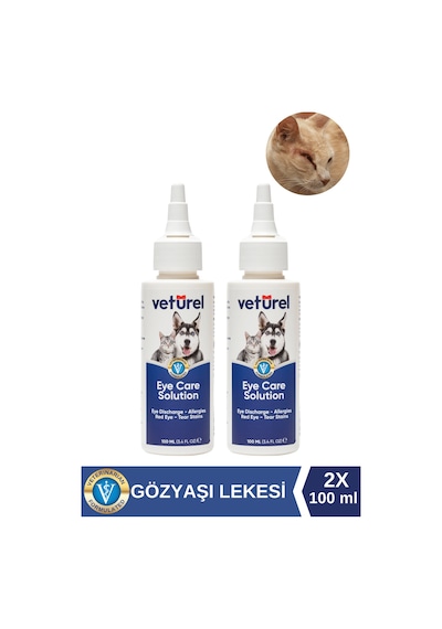 Kedi Göz Damlası Köpek Göz Temizleme Solüsyonu Alerji Kızarıklık Enfeksiyon Gözyaşı Lekesi 2x100ml