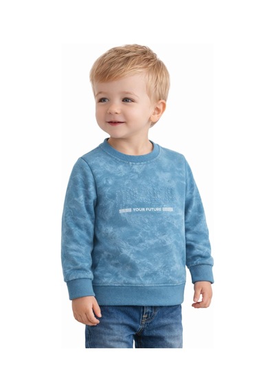 Baglan Erkek Çocuk Önü Baskılı Sweatshirt Bgl-st05244 Mavi