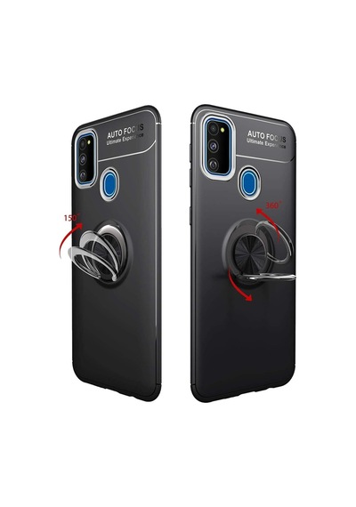 Samsung Galaxy Uyumlu M30S Kılıf Yüzüklü Tam Korumalı Silikon Kapak
