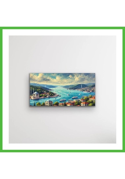 Vaveni İstanbul Boğaz Manzarası Kanvas Tablo 60x120cm Arz Çok Renkli