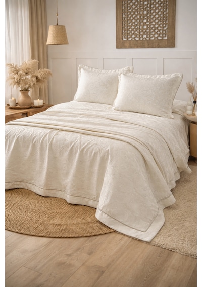 Calantha Home Collection Maya 3 Parça Ekru Pike Takımı 240 X 260 Cm Ekru