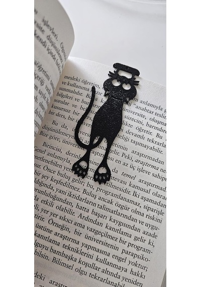 3d Baskı Tırmanan Kedi Kitap Ayracı - 7 Adet Siyah