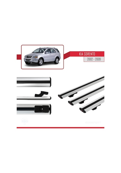 Kia Sorento 2002-2009 Arası İle Uyumlu Basic Model Ara Atkı Tavan Barı Gri 3 Adet