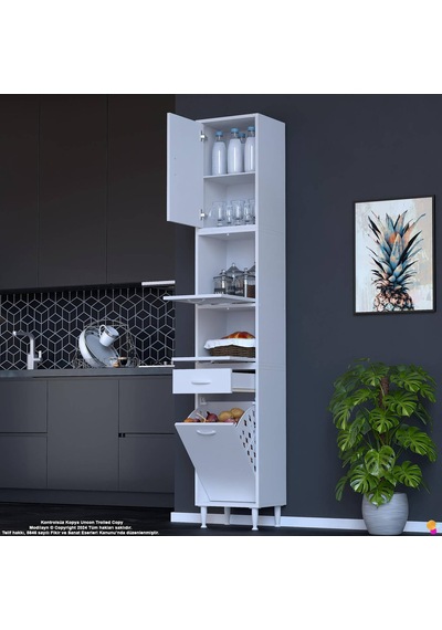Modilayn Ece Çok Amaçlı Kiler Dolabı Kapaklı Çekmeceli Sepetli - Mutfak Ve Kahve Düzeni 35 Cm Beyaz Modilayn Ece Çok Amaçlı Kiler Dolabı Kapaklı Çekmeceli Sepetli - Mutfak Ve Kahve Düzeni 35 Cm Beyaz