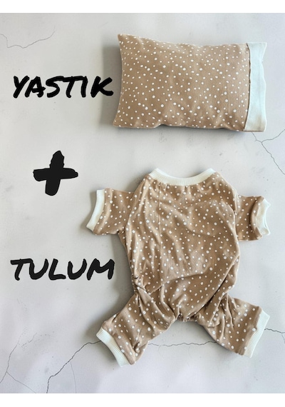 Latte Sprinkles Kedi Uyku Seti Penye Kedi Tulum Ve Mini Yastık Takımı Pamuklu Tüy Dökülmesini Azaltır