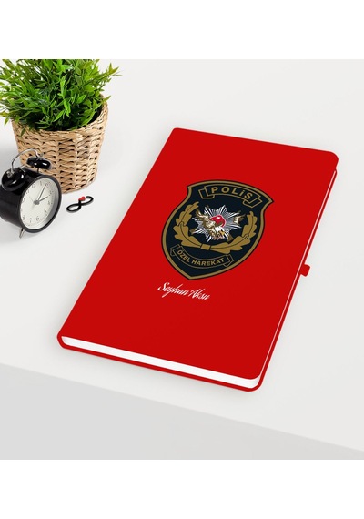 Kişiye Özel Polis Özel Harekat Temalı Kırmızı Defter Kırmızı