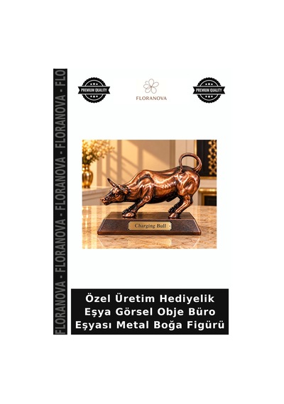 Özel Üretim Hediyelik Eşya Görsel Obje Büro Eşyası Metal Boğa Figürü