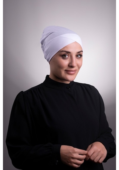 Halven Beyaz Pratik Hazır Geçmeli Iç Bone Viskon Kumaş Çapraz Tek Bantlı Beyaz