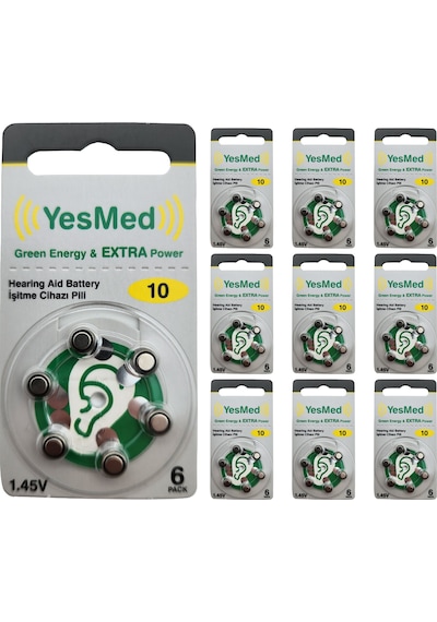 Yesmed Extra Power 10 No Kulaklık Pili 10paketx6adet 60adet Pil