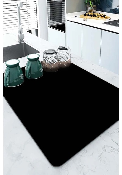 Siyah Sade Microfiber Bulaşık Kurutma Kurulama Matı Mm007