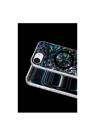 Onegif Apple iPhone Uyumlu 17e Mila Dalgalı Magsafe Kapak - Lacivert Düz Renkli